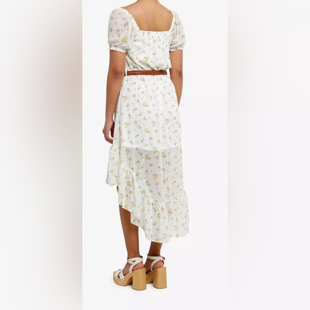 MADDEN GIRL Floral Ditsy Belted Hi-Low Dress(Bust 40” W30”L40”-50”) - Picture 3 of 5